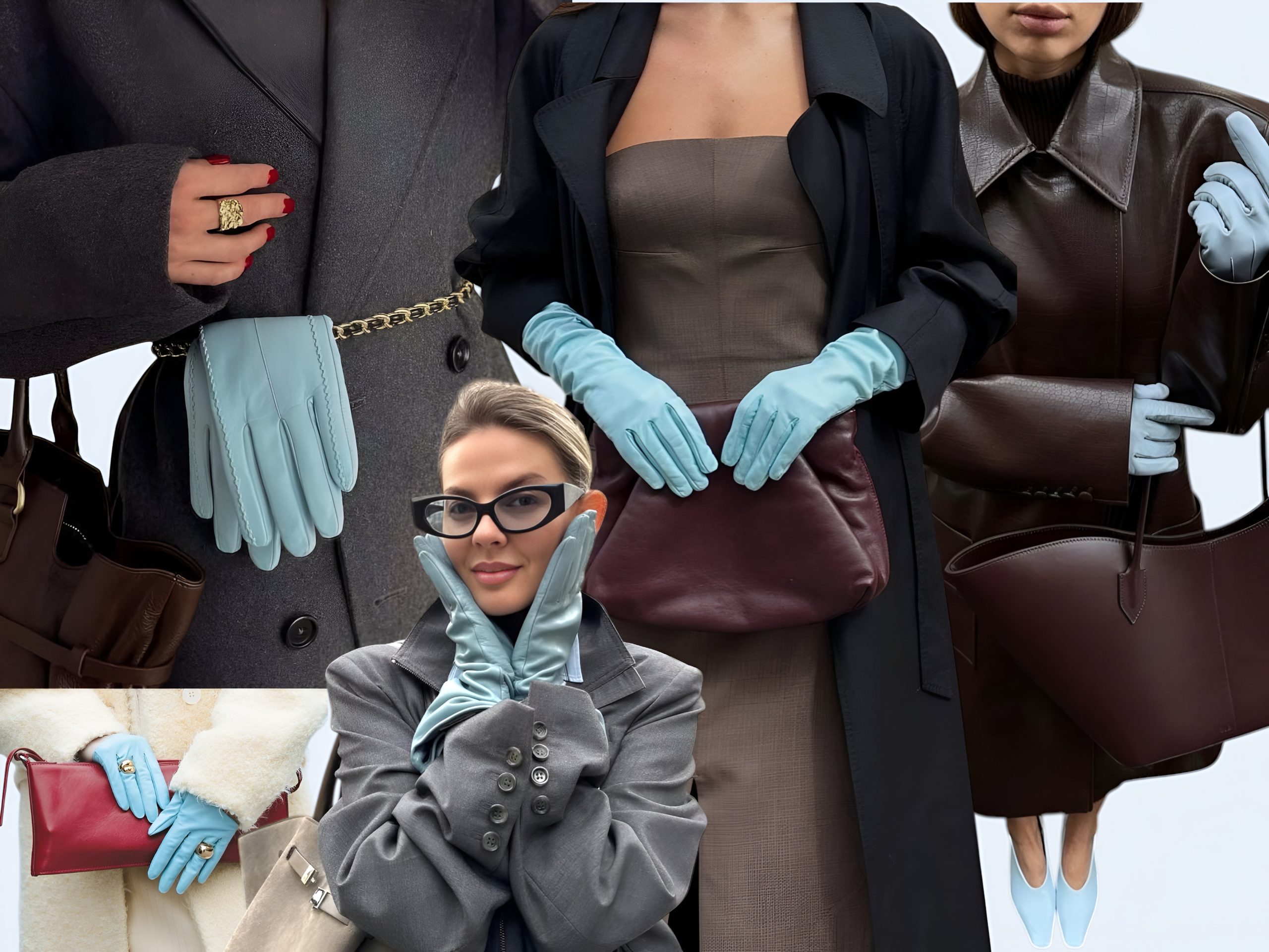 ледяной голубой, тренды весна 2026, кожаные перчатки на весну 2026 купить, пантон 2026 ледяной голубой