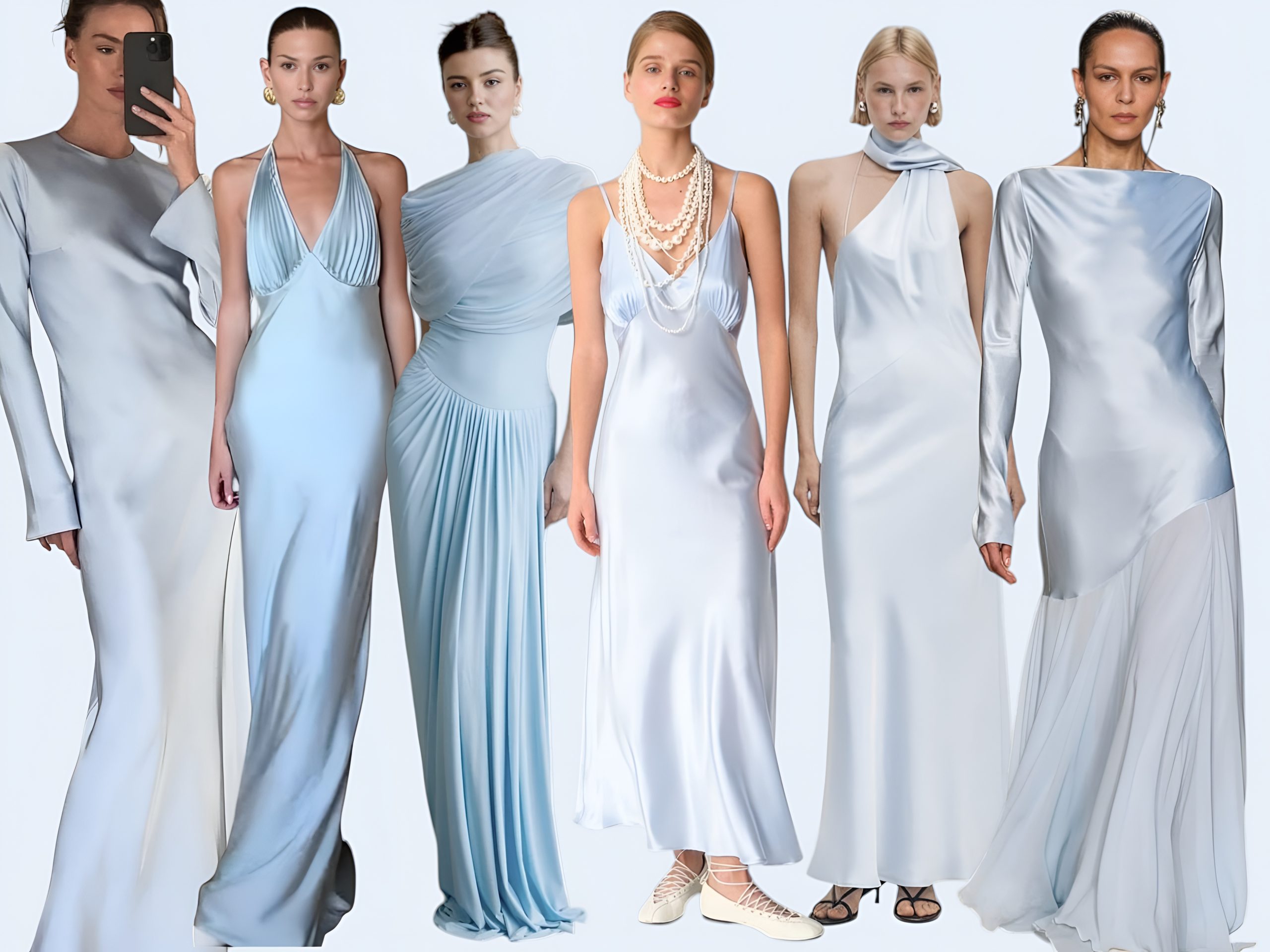 модные платья на весну 2026, трендовые платья, платья-комбинации, ледяной голубой, пантон 2026, тренды весны 2026