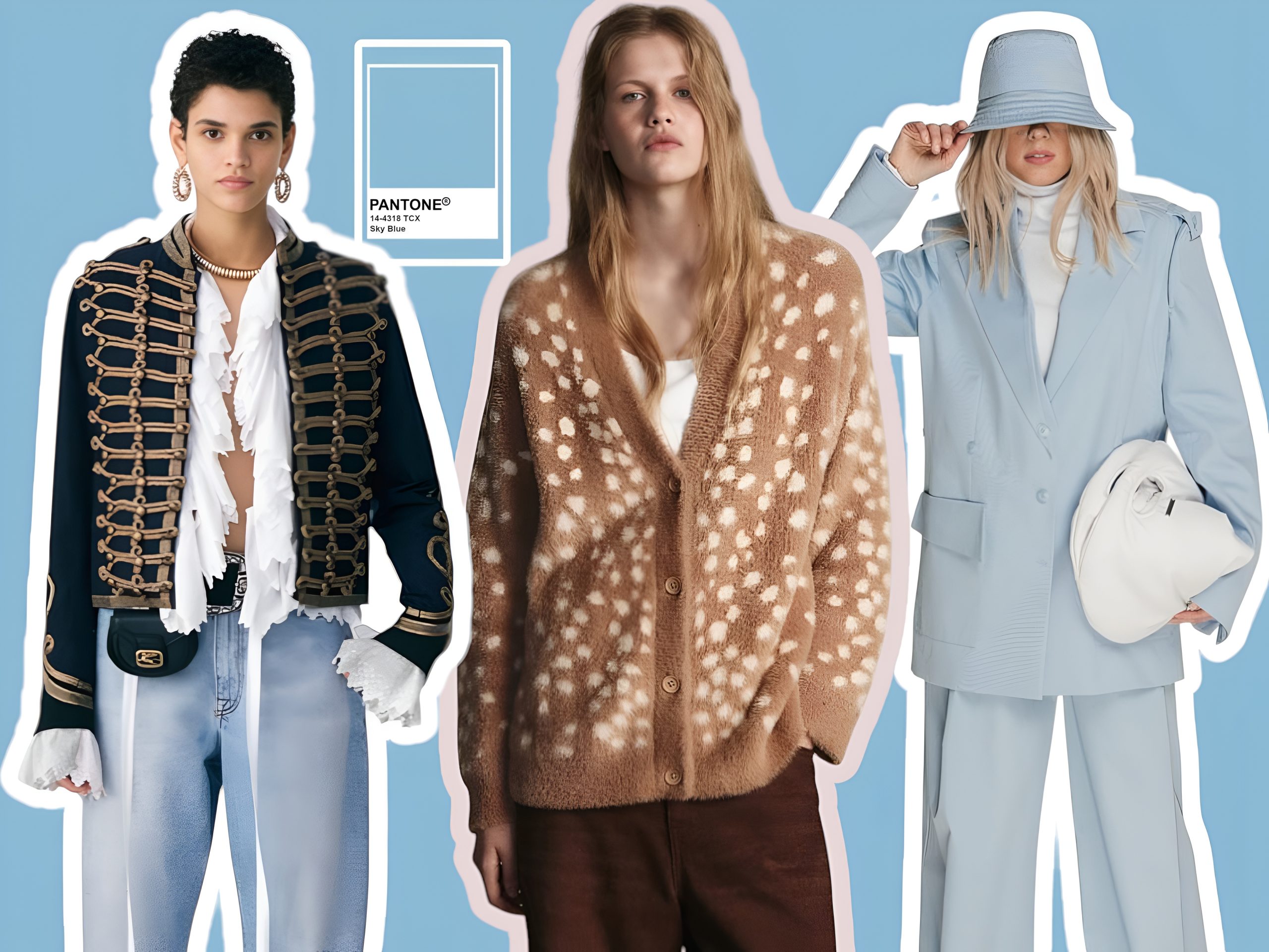 главные тренды весны 2026, что носить весной 2026, тренды, бемби-принт, небесно-голубой, гусарский жакет