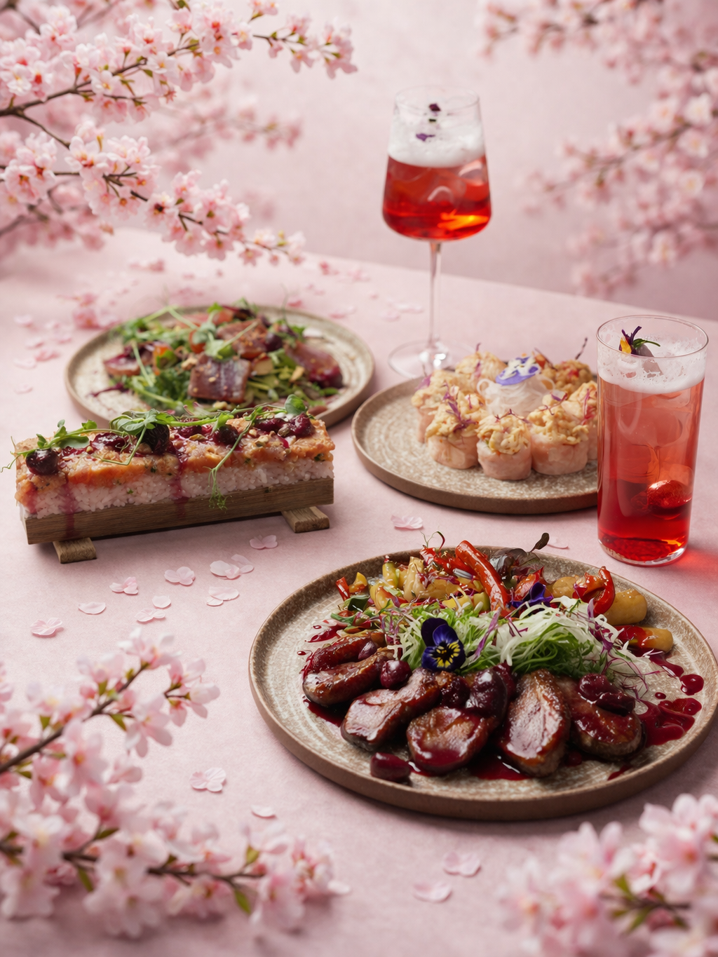 меню, посвященное сакуре в гриль-баре "Хатико"